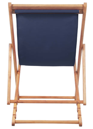 Strandstoel inklapbaar stof en houten frame blauw