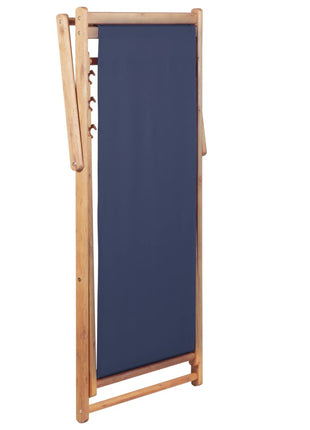 Strandstoel inklapbaar stof en houten frame blauw