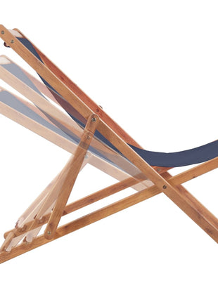 Strandstoel inklapbaar stof en houten frame blauw