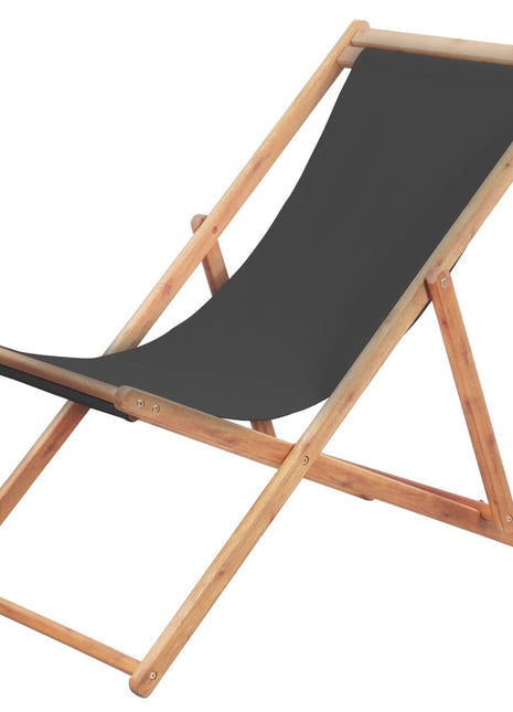 Strandstoel inklapbaar stof en houten frame grijs