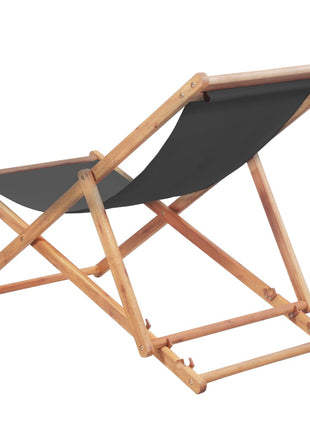 Strandstoel inklapbaar stof en houten frame grijs