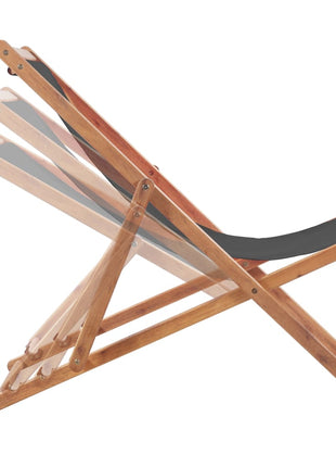 Strandstoel inklapbaar stof en houten frame grijs