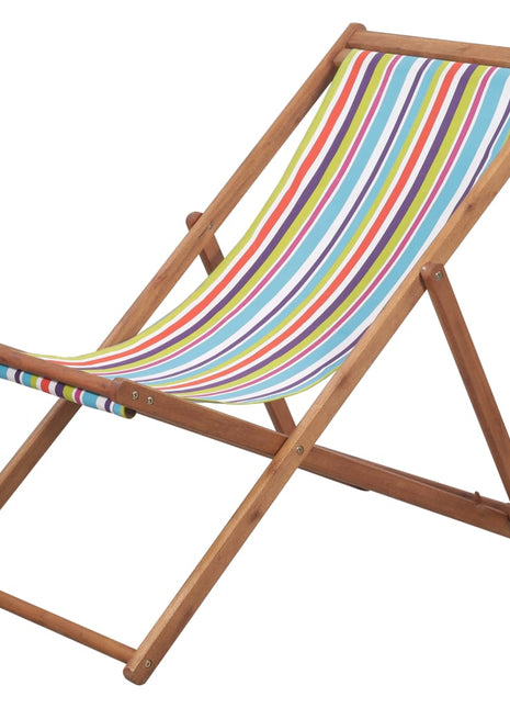 Strandstoel inklapbaar stof en houten frame meerkleurig
