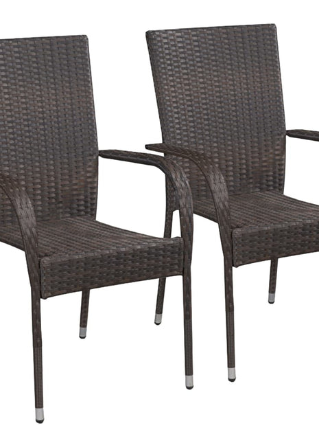 Tuinstoelen stapelbaar 2 st poly rattan bruin