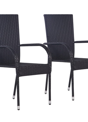 Tuinstoelen stapelbaar 2 st poly rattan zwart