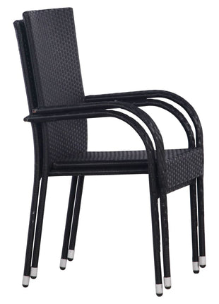 Tuinstoelen stapelbaar 2 st poly rattan zwart