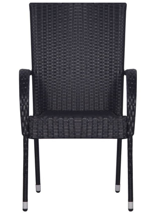 Tuinstoelen stapelbaar 2 st poly rattan zwart