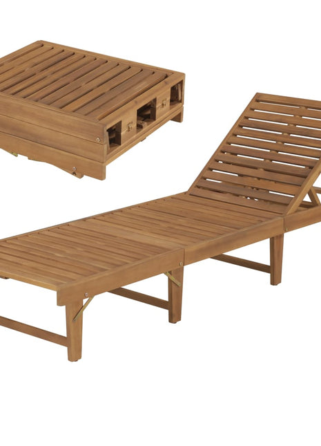 Ligbed Met Kussen Inklapbaar Massief Acaciahout