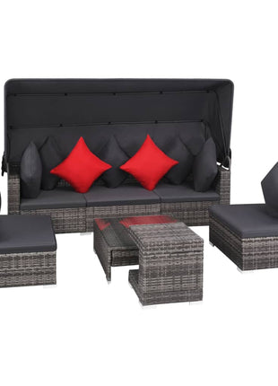 Loungeset Met Luifel Poly Rattan