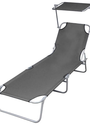 Ligbed Met Luifel Inklapbaar Staal En Blauw