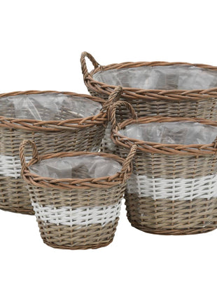 Plantenbakken Verhoogd 4 St Wicker Met Pe-Voering