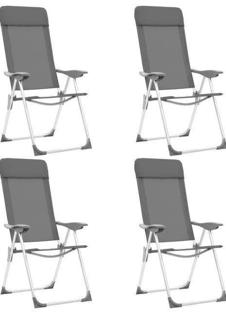Campingstoelen 4 st inklapbaar aluminium grijs