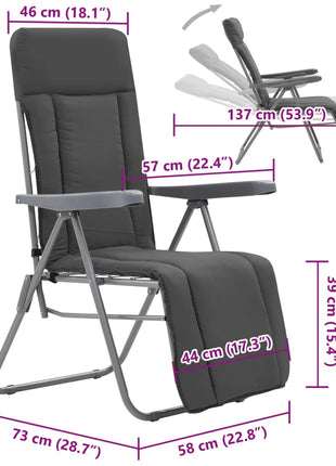 Tuinstoelen met kussen inklapbaar 2 st grijs