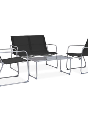 4-Delige Loungeset Stof En Staal Zwart