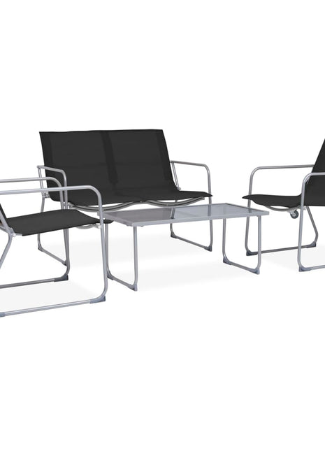 4-Delige Loungeset Stof En Staal Zwart