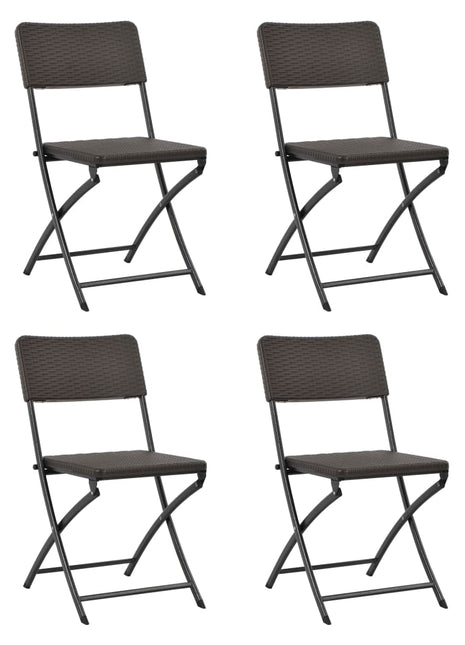 Tuinstoelen inklapbaar 4 st HDPE en staal bruin