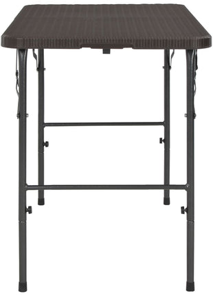 Tuintafel Inklapbaar Rattan Look 120X60X74 Cm Hdpe Bruin