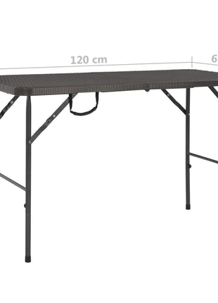 Tuintafel Inklapbaar Rattan Look 120X60X74 Cm Hdpe Bruin