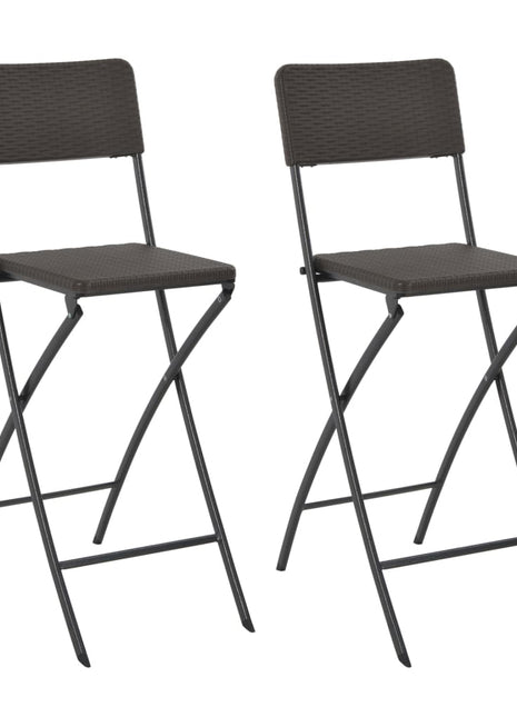 Barstoelen inklapbaar 2 st rattan look HDPE en staal bruin