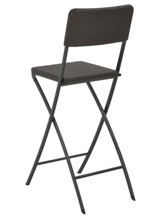 Barstoelen inklapbaar 2 st rattan look HDPE en staal bruin