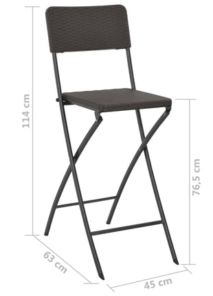 Barstoelen inklapbaar 2 st rattan look HDPE en staal bruin