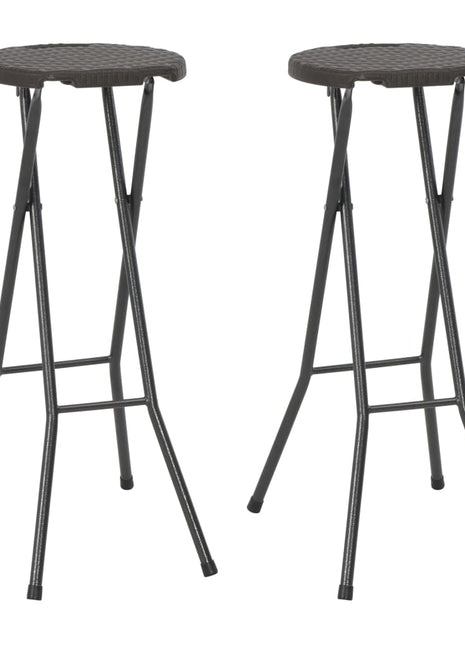 Barkrukken inklapbaar 2 st rattan look HDPE en staal bruin
