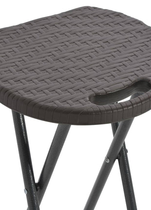 Barkrukken inklapbaar 2 st rattan look HDPE en staal bruin