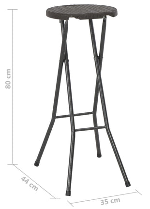 Barkrukken inklapbaar 2 st rattan look HDPE en staal bruin