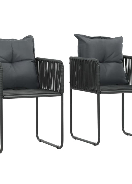 Tuinstoelen 2 st met kussens poly rattan zwart