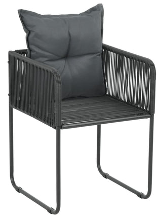 Tuinstoelen 2 st met kussens poly rattan zwart