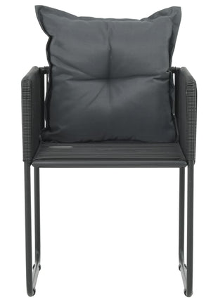 Tuinstoelen 2 st met kussens poly rattan zwart