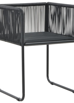 Tuinstoelen 2 st met kussens poly rattan zwart
