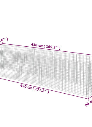 Gabion plantenbak verhoogd 450x90x100 cm gegalvaniseerd staal