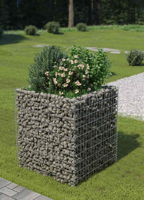 Gabion plantenbak verhoogd 90x90x100 cm gegalvaniseerd staal