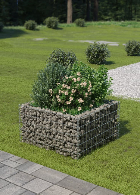 Gabion plantenbak verhoogd 90x90x50 cm gegalvaniseerd staal