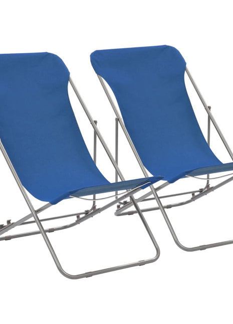 Strandstoelen inklapbaar 2 st staal en oxford stof blauw