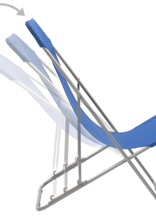 Strandstoelen inklapbaar 2 st staal en oxford stof blauw