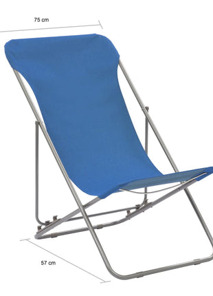 Strandstoelen inklapbaar 2 st staal en oxford stof blauw