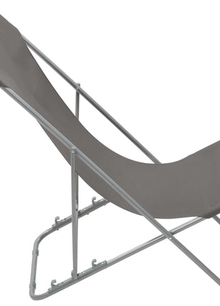 Strandstoelen inklapbaar 2 st staal en oxford stof grijs