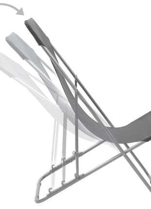 Strandstoelen inklapbaar 2 st staal en oxford stof grijs