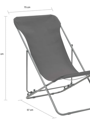 Strandstoelen inklapbaar 2 st staal en oxford stof grijs