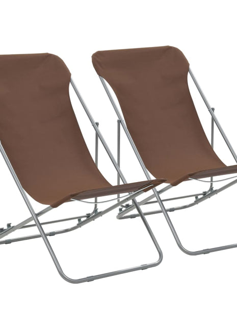 Strandstoelen inklapbaar 2 st staal en oxford stof bruin