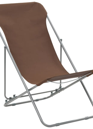 Strandstoelen inklapbaar 2 st staal en oxford stof bruin