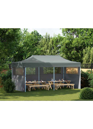 Partytent Pop-Up Inklapbaar Met Zijwanden 3X6 M Antraciet