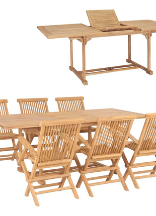 7-Delige Tuinset 150-200X100X75 Cm Massief Teakhout