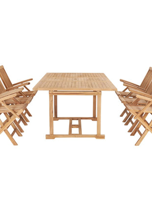 7-Delige Tuinset 150-200X100X75 Cm Massief Teakhout