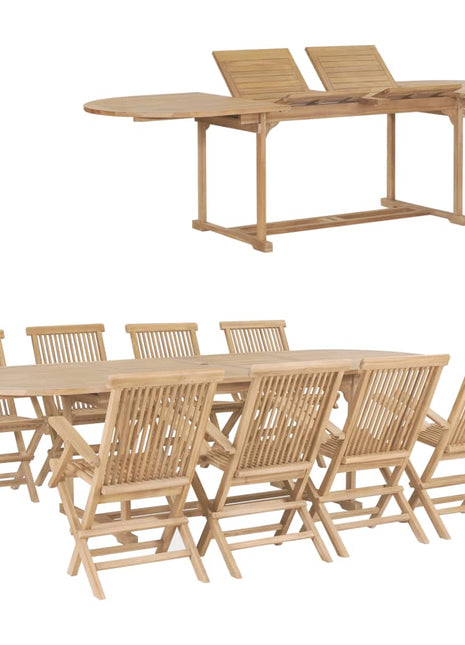 9-Delige Tuinset 180-280X100X75 Cm Massief Teakhout
