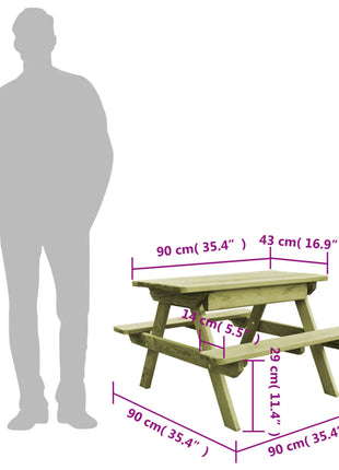 Picknicktafel Met Banken 90X90X58 Cm Geïmpregneerd Grenenhout