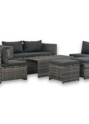 Loungeset Met Kussens Poly Rattan