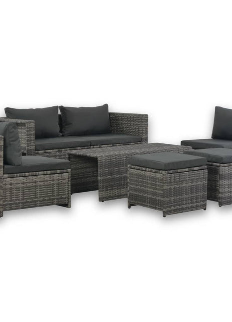 Loungeset Met Kussens Poly Rattan